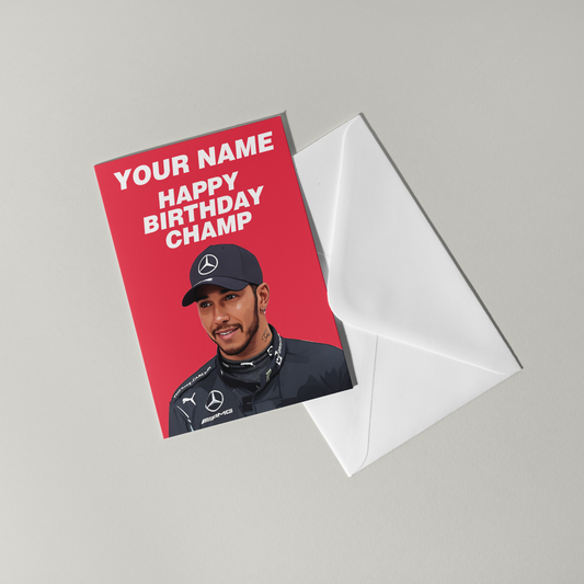 Lewis Hamilton Personalised Birthday Card