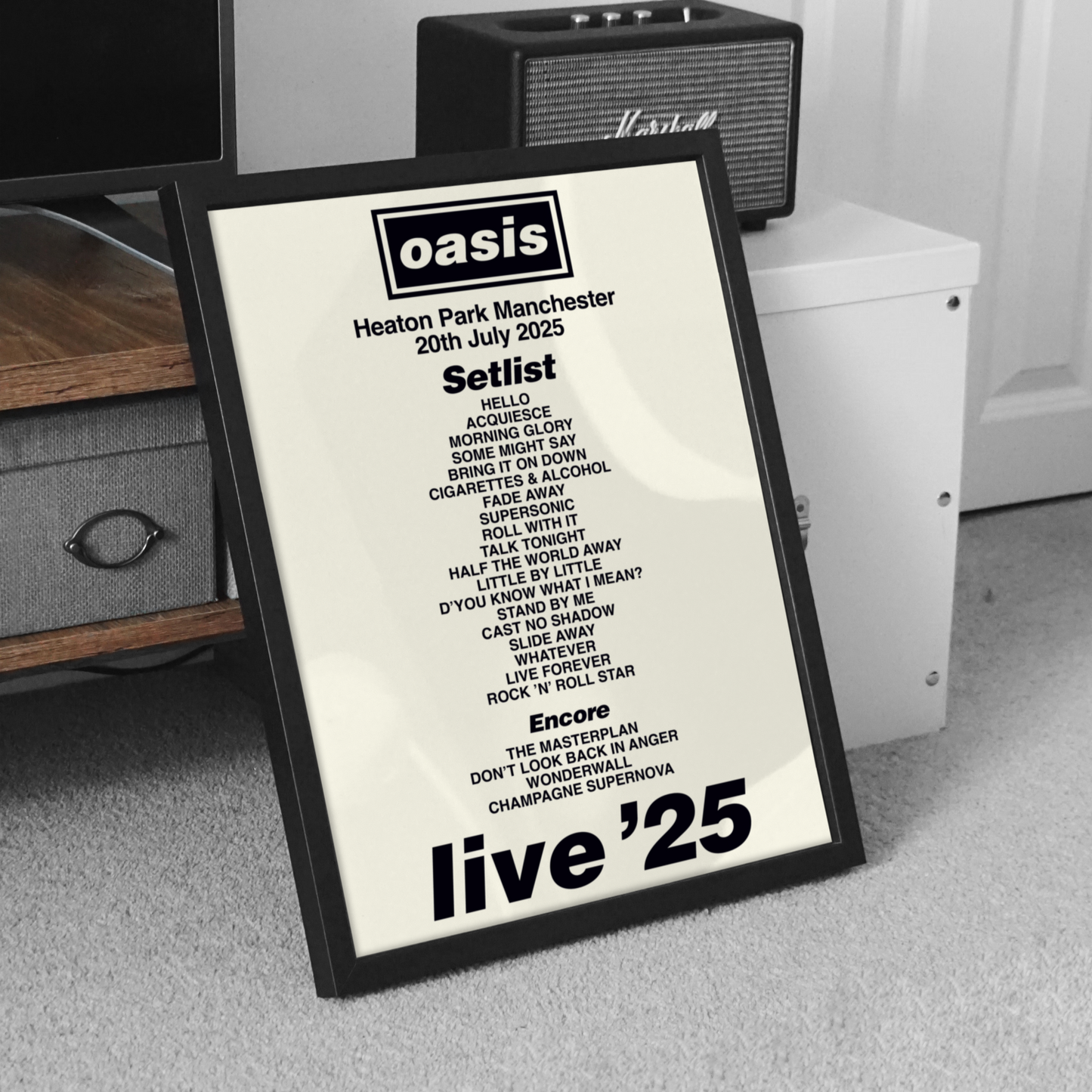 Oasis Heaton Park Manchester Setlist Poster United Kingdom
