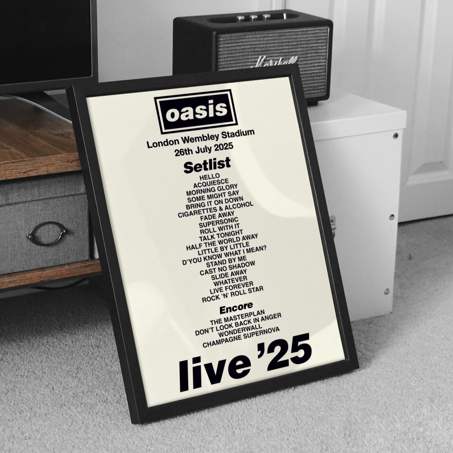 Oasis London Wembley Stadium Setlist Poster UK