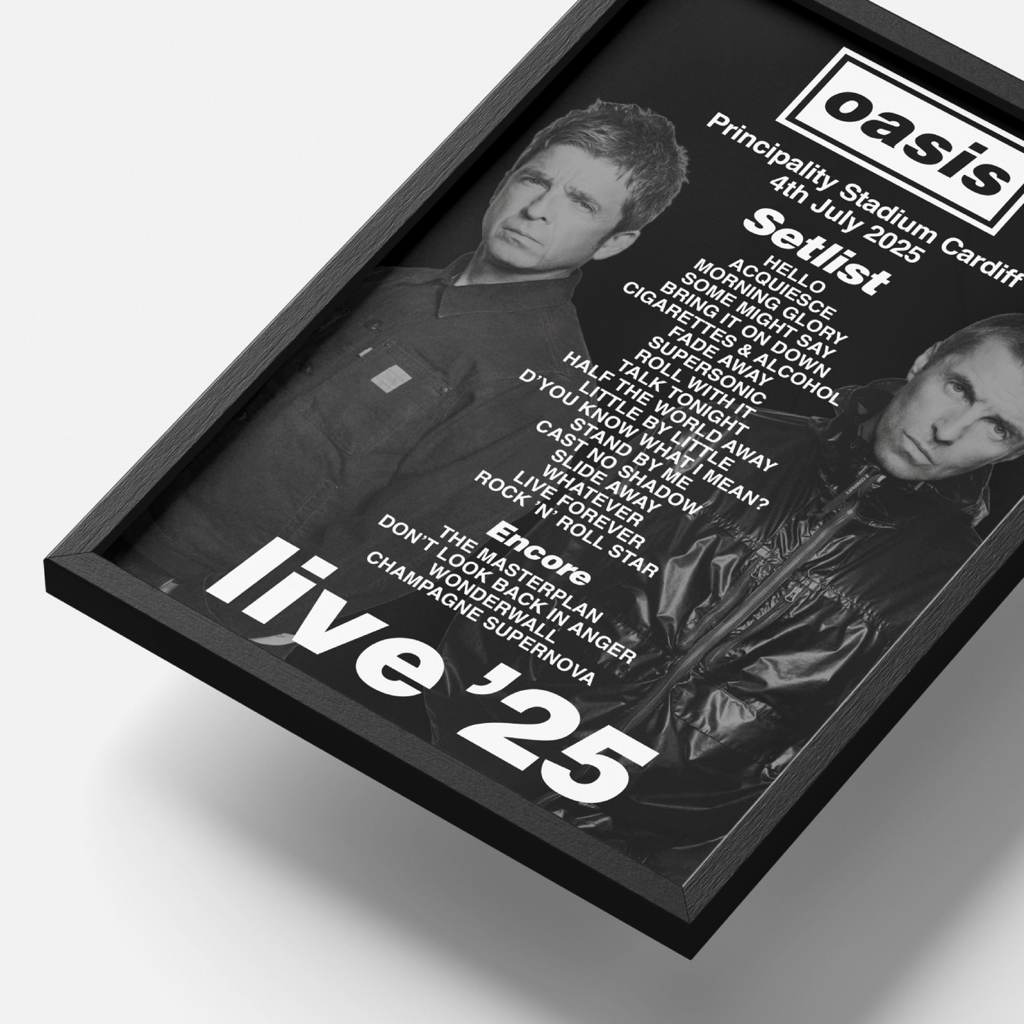 Oasis Tour Setlist Poster UK
