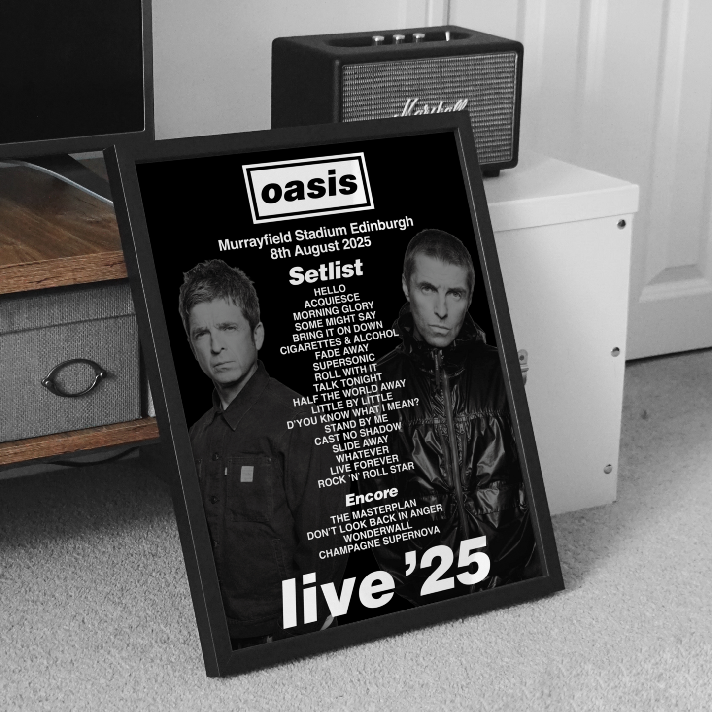 Oasis Tour Setlist Poster