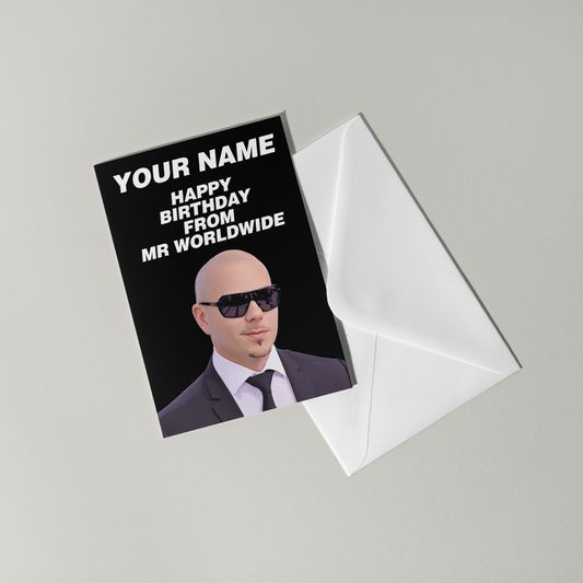 Pitbull Mr Worldwide Personalised Birthday Card