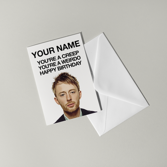 Thom Yorke Radiohead Personalised Birthday Card