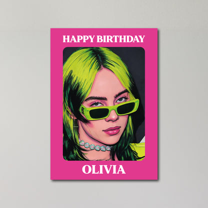Billie Eilish Personalised Birthday Card A5