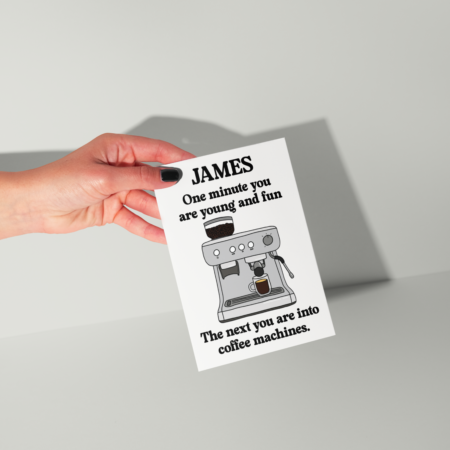 Coffee Machine Personalised Birthday Card UK