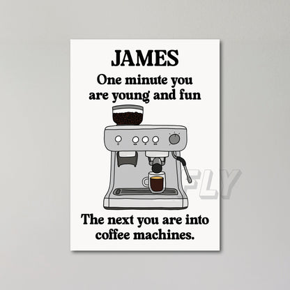 Coffee Machine Personalised Birthday Card United Kingdom