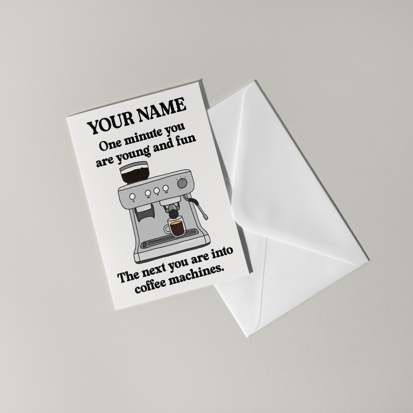 Coffee Machine Personalised Birthday Card