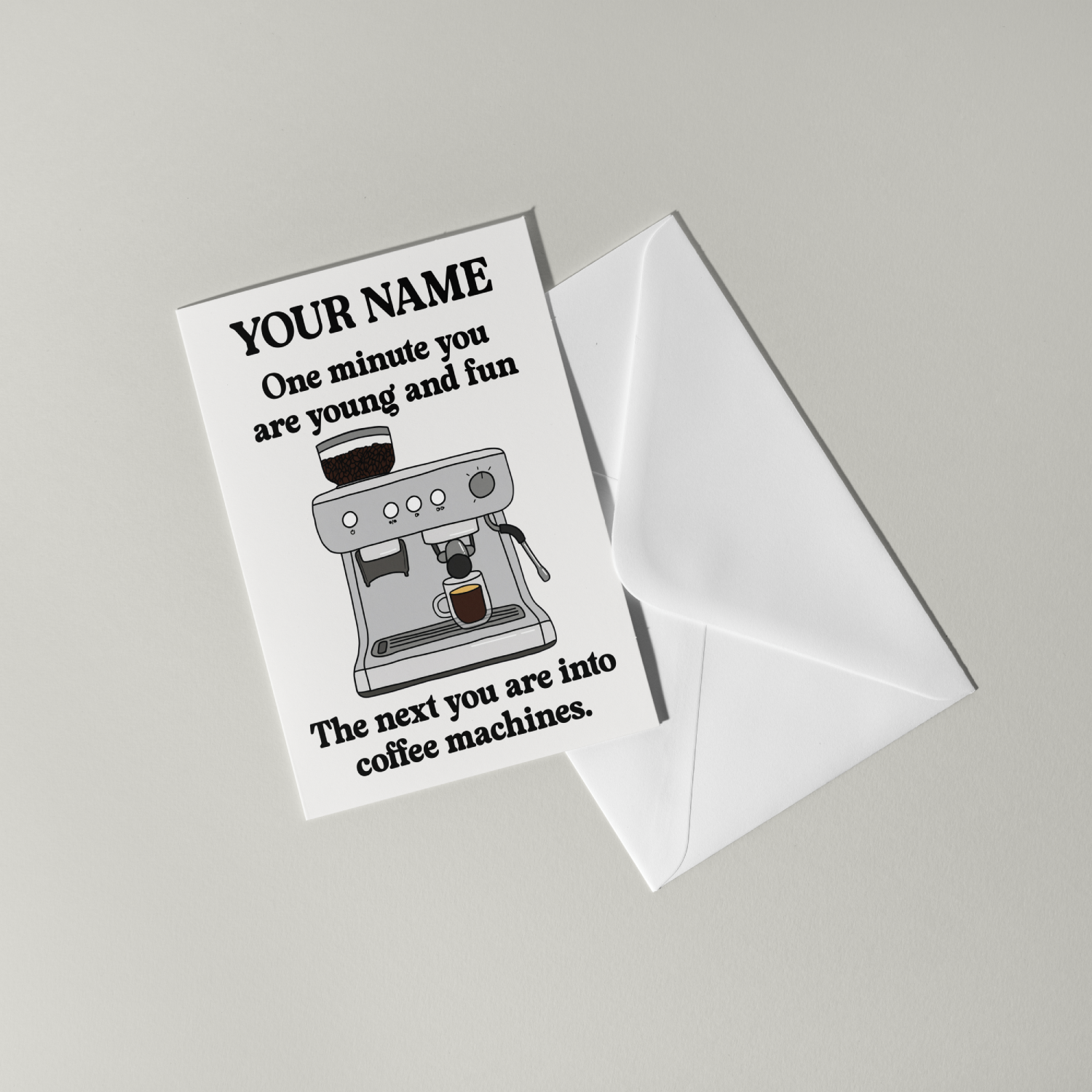 Coffee Machine Personalised Birthday Card