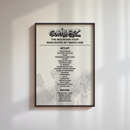 Gorillaz The Mountain Tour Setlist Poster