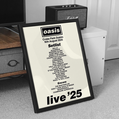 Oasis Croke Park Dublin Setlist Poster United Kingdom