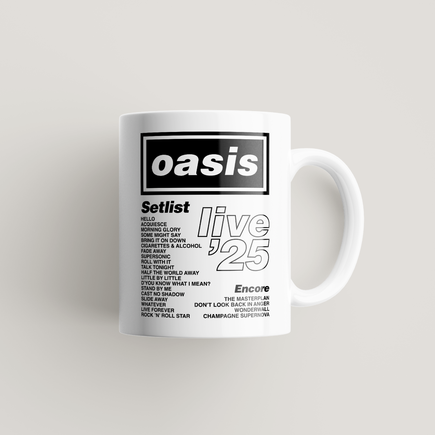 Oasis Personalised Setlist Mug UK