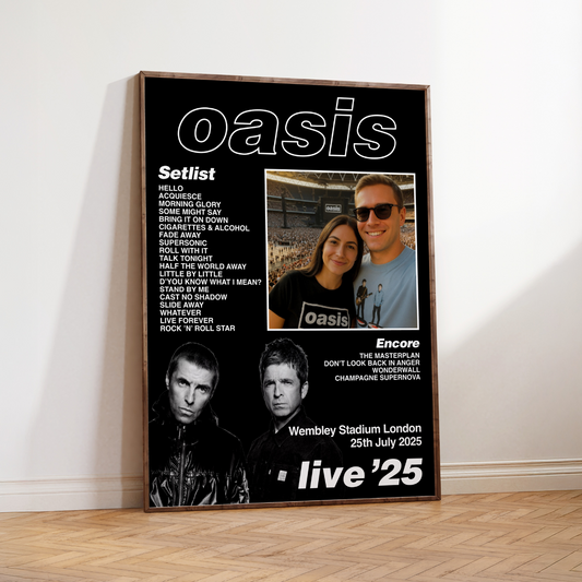 Oasis Personalised Setlist Poster