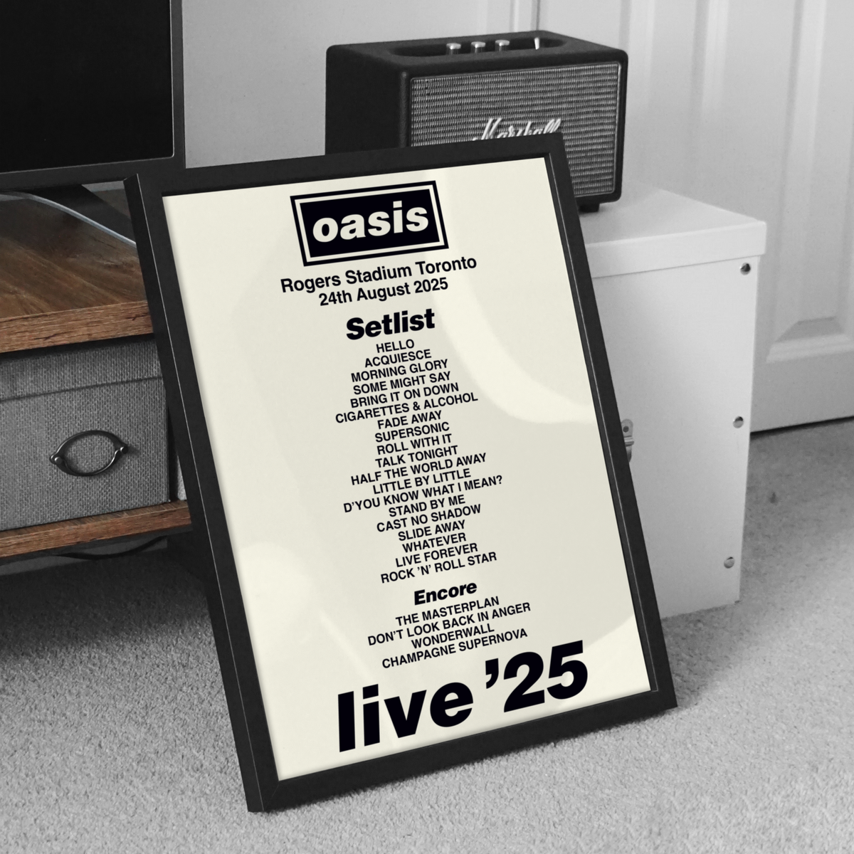 Setlist Frame Oasis Toronto Canada Rogers Stadium Setlist Poster – Fly Prints LTD