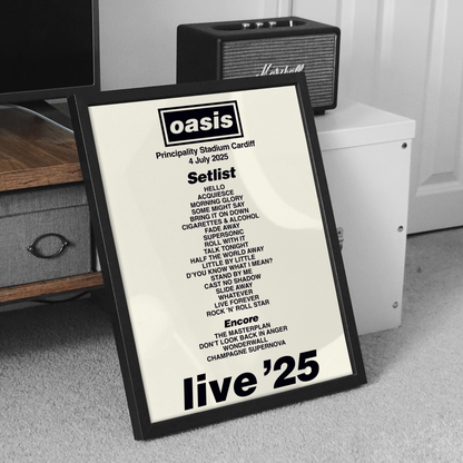 Oasis Cardiff Tour Setlist Poster