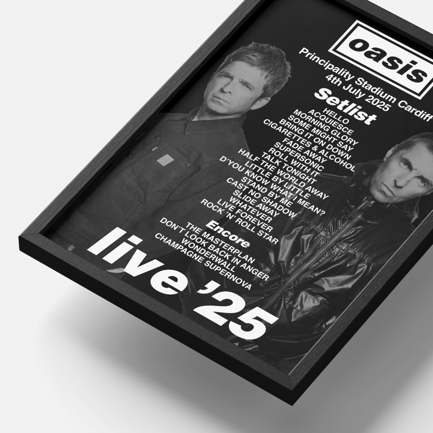 Oasis Tour Setlist Poster UK