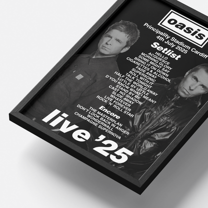 Oasis Tour Setlist Poster UK