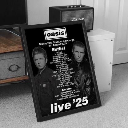 Oasis Tour Setlist Poster
