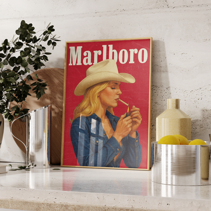 Vintage Marlboro Cowgirl Poster UK