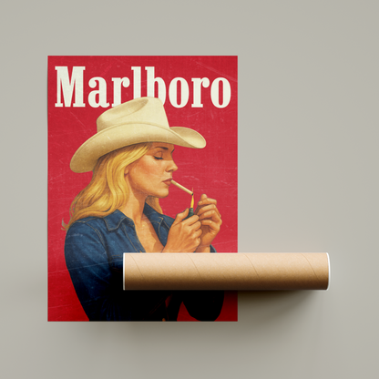 Vintage Marlboro Cowgirl Poster United Kingdom
