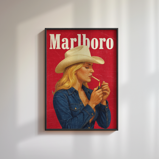 Vintage Marlboro Cowgirl Poster
